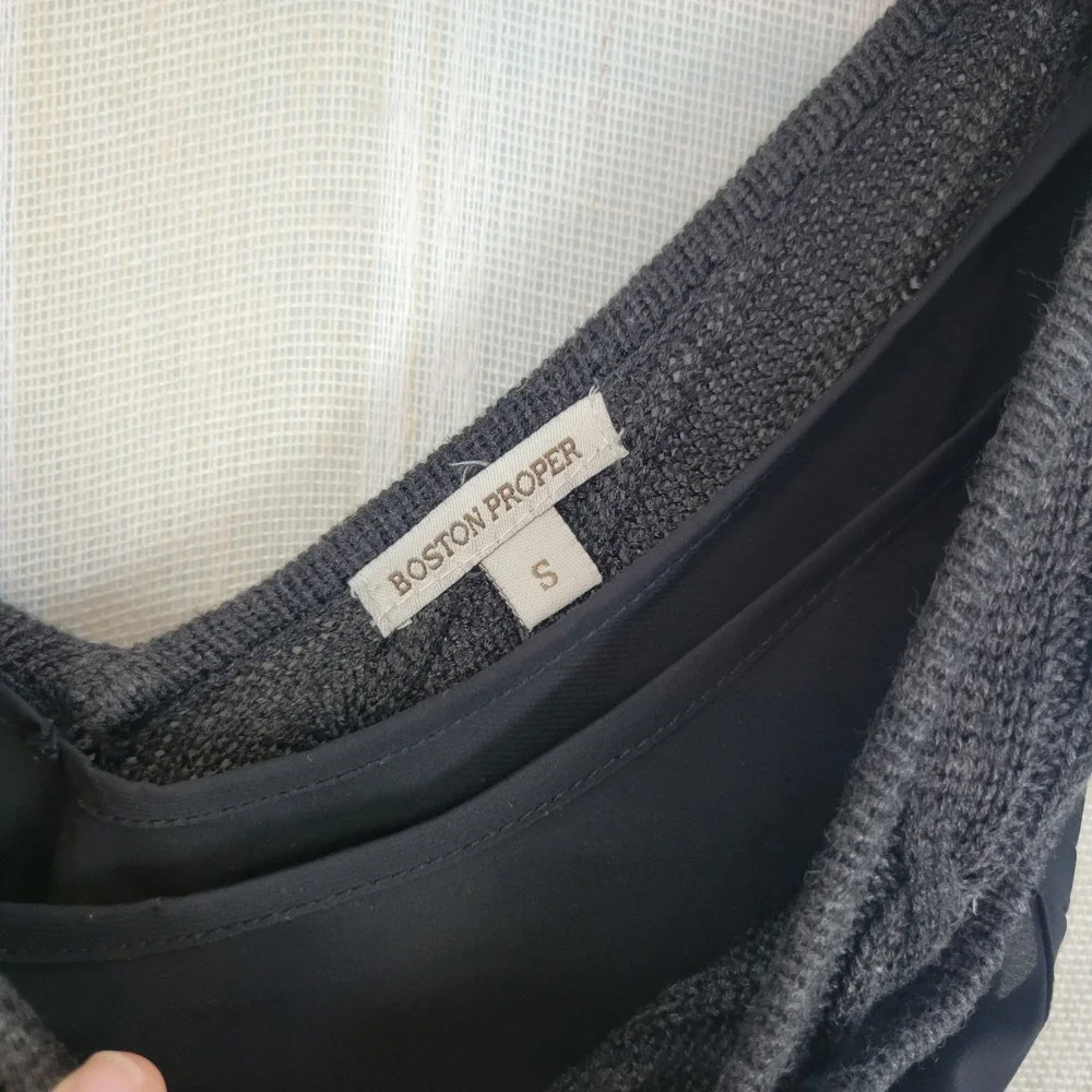 Boston Proper Knit Sweater Maxi Dress Charcoal Gray Sleeveless Size Small‎